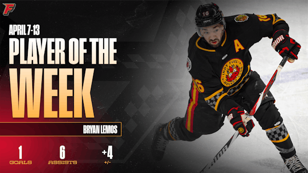 BRYAN LEMOS NAMED INGLASCO/ECHL PLAYER OF THE WEEK